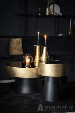 Bijzettafel Bunga 40cm - Goud/Zwart - 210038