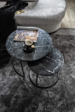 Bijzettafel Romeo Set van 2 45cm/60cm - Zwart - 201580