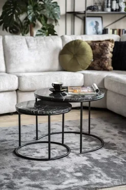 Bijzettafel Romeo Set van 2 45cm/60cm - Zwart - 201580