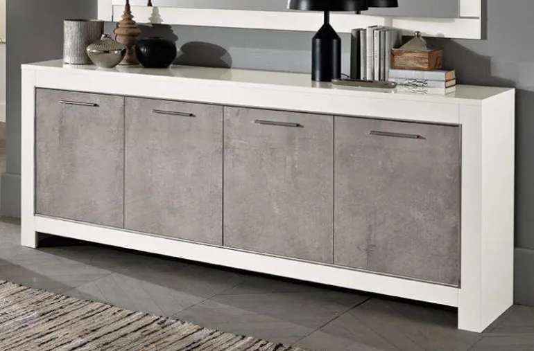 Dressoir Marknesse 4 Deurs Wit/Marmer