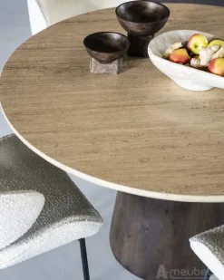 Eettafel Aikin - 130cm - Beige/Bruin - 95811