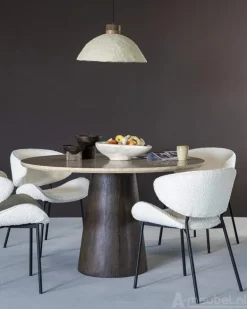 Eettafel Aikin - 130cm - Beige/Bruin - 95811