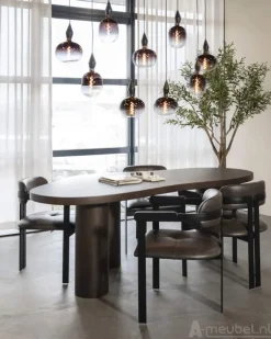 Eettafel Bobbie - 215cm - Zwart/Bruin - 96249